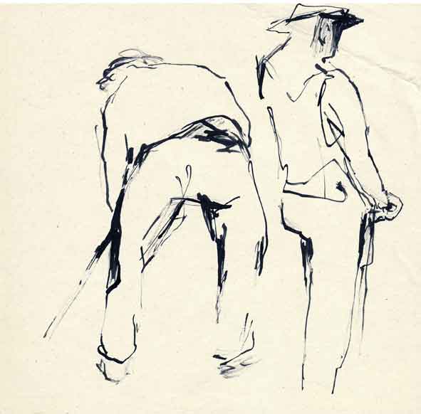 Galerie.Z: Hasso Gehrmann - Zwei Arbeiter, 1946, Tusche/Papier